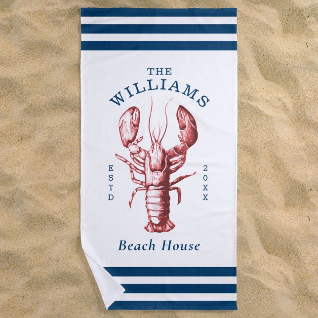 Serviette De Plage Homard côtier Beach House (Créateur téléchargé)