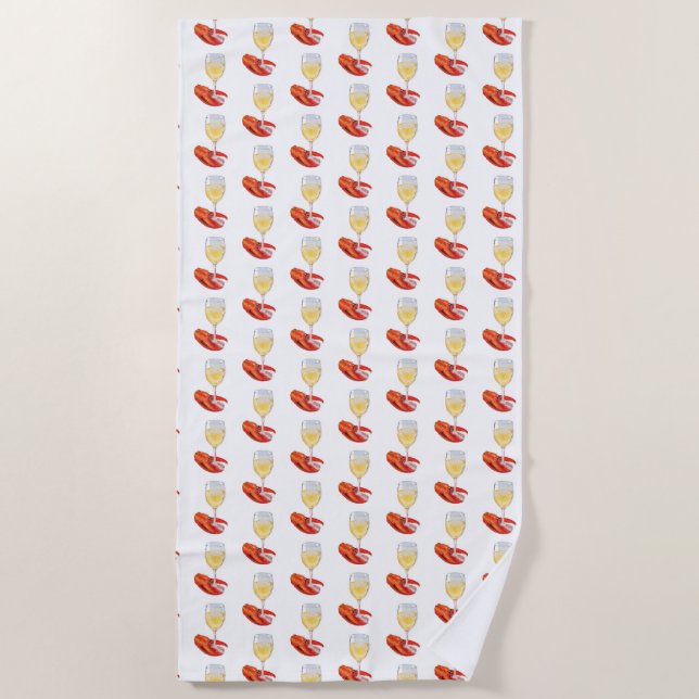 Serviette De Plage Homard et vin (Devant)