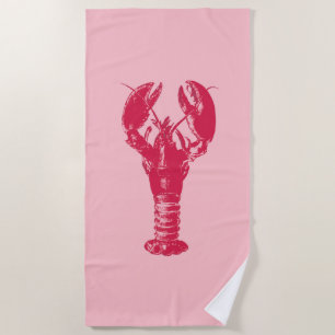 Serviette De Plage Homard fuchsia sur rose-clair