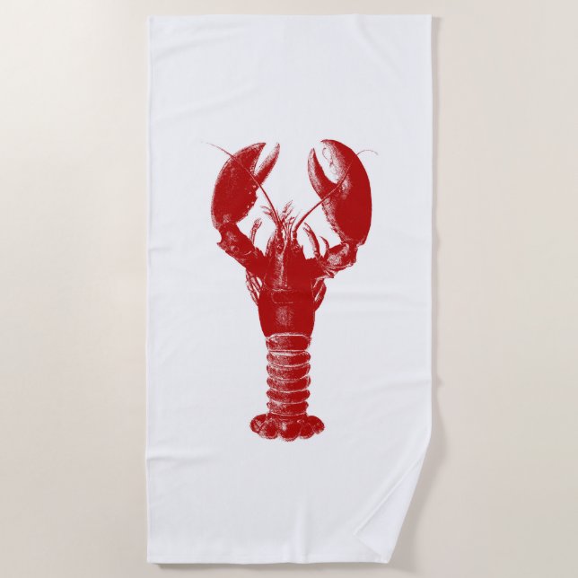 Serviette De Plage Homard rouge-foncé sur le blanc (Devant)