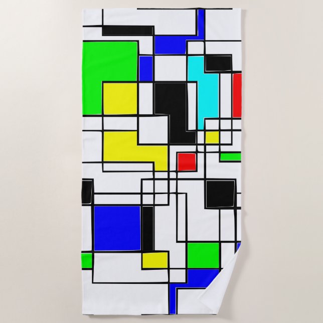 Serviette De Plage Hommage Random Carré À Mondrian (Devant)