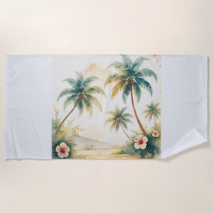 Serviette De Plage Honolulu Voyage Hawaïen de style vintage