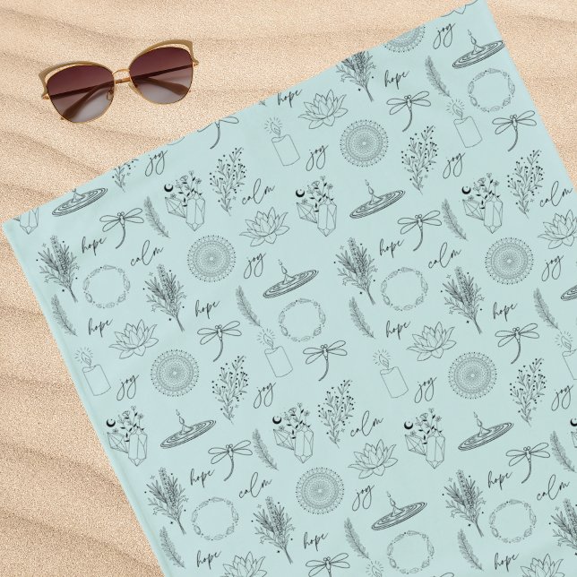 Serviette De Plage Hope, Joy, Healing, Serenity Symbols (Healing, calming and serenity vibes beach or yoga towel with symbols of peace.)