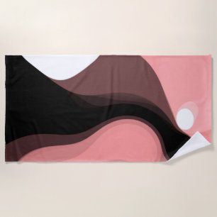 Serviette De Plage Horizon coucher de soleil : rose, noir et blanc Ab