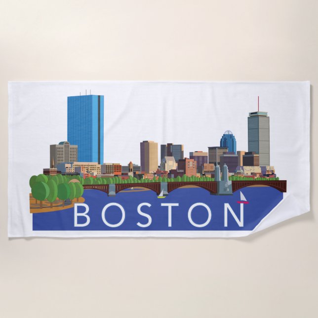 Serviette De Plage Horizon espiègle et unique de Boston (Devant)