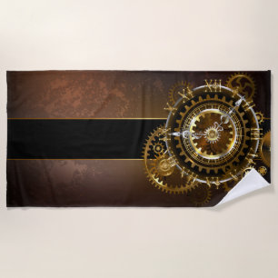 Serviette De Plage Horloge Steampunk avec des engrenages anciens