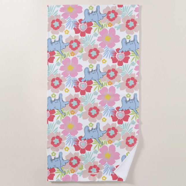 Serviette De Plage Horton Entend Un Qui | Motif à fleurs Pastel (Devant)