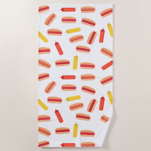 Serviette De Plage Hot Dog Fast Food Motif barbecue