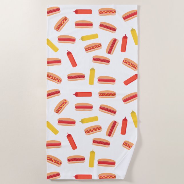 Serviette De Plage Hot Dog Fast Food Motif barbecue (Devant)