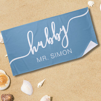 Serviette de plage Hubby de mariage personnalisée