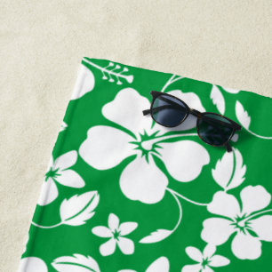 SERVIETTE DE PLAGE HULA HAÏIENNE (HIBISCUS) VERT