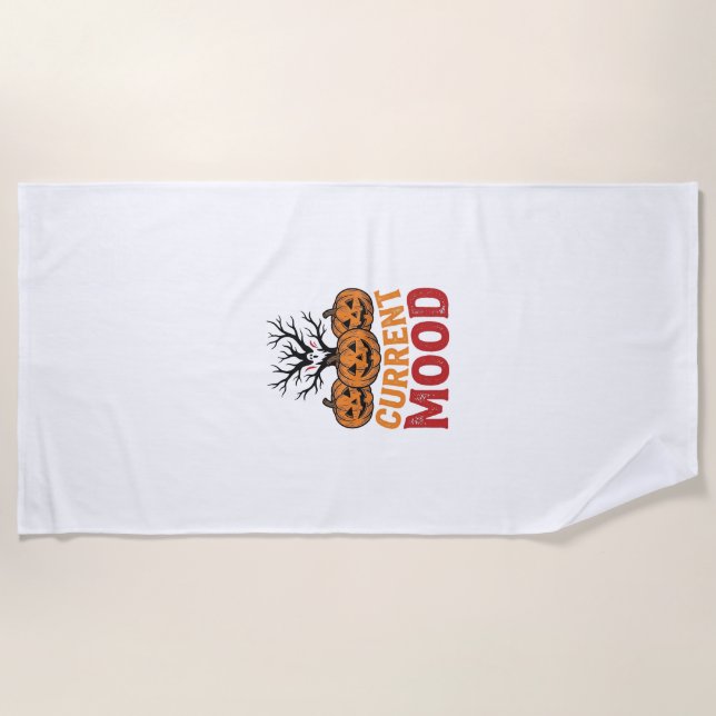 Serviette De Plage Humeur actuelle Halloween Citrouille Conception de (Devant)