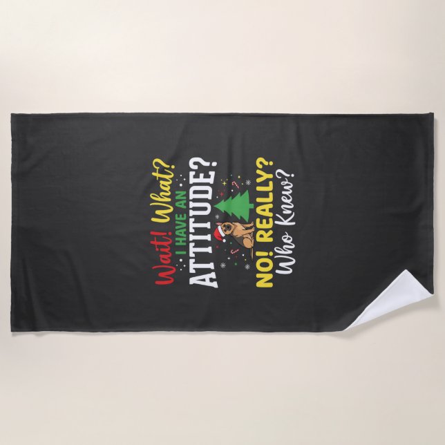 Serviette De Plage Humeur de chien de Noël Humour (Devant)