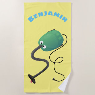 Serviette De Plage Humour de dessin animé de l'aspirateur mignon