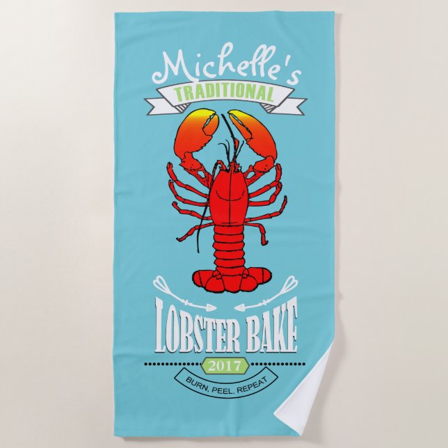 Serviette De Plage Humour Sunburn Bake au homard ID417 (Devant)