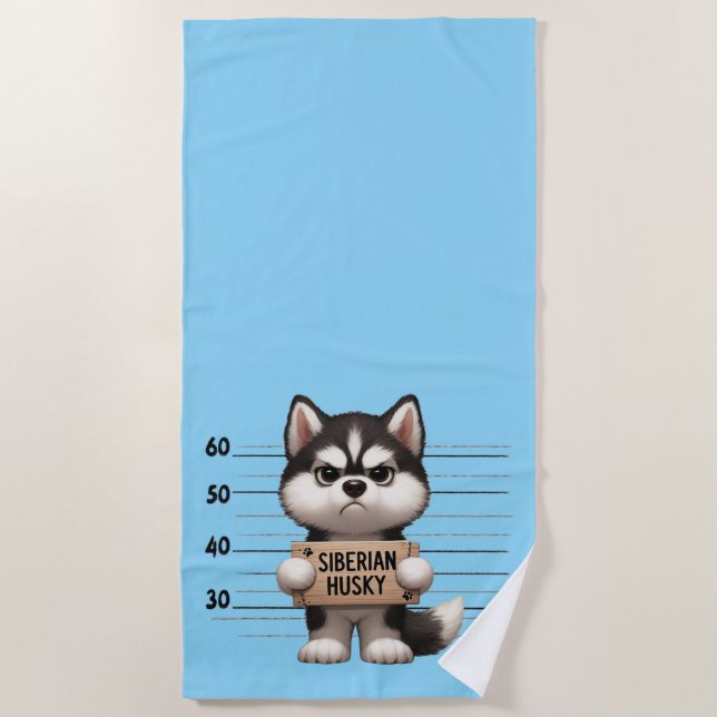 Serviette De Plage Husky sibérien vilain (Devant)