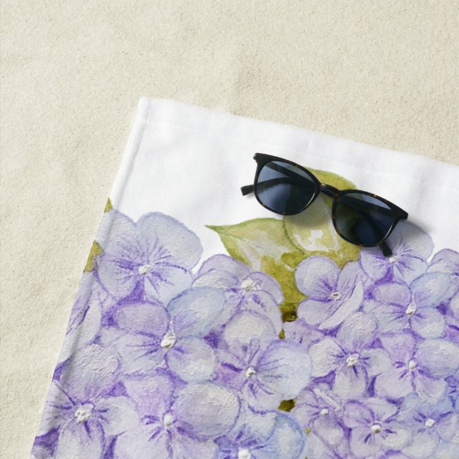Serviette De Plage Hydrangea Nuances de bleu violet (En situation)