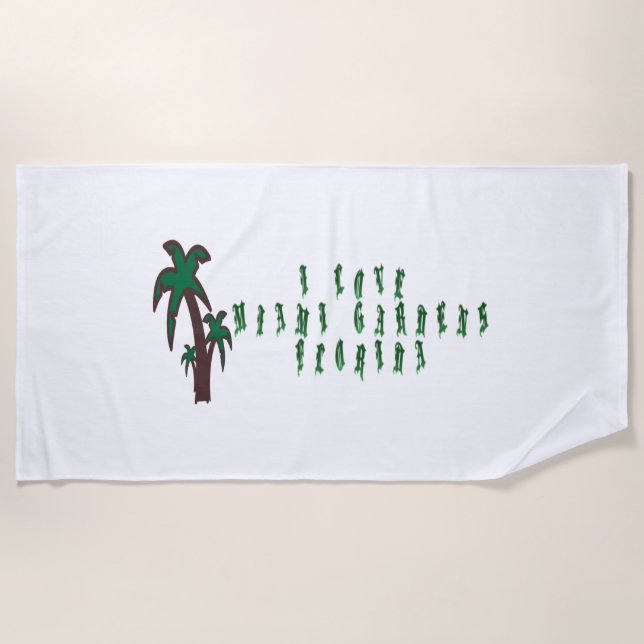 Serviette De Plage I Love Miami Gardens Florida (Devant)