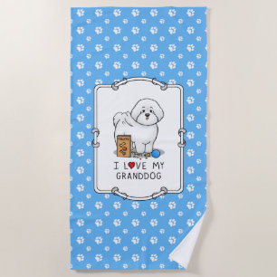 Serviette De Plage I Love My Granddog Bichon Frise Dog - grand-parent