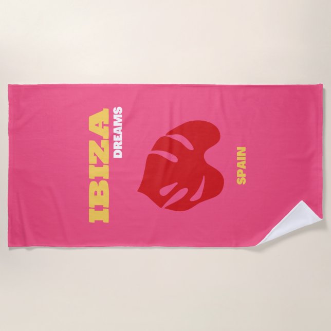 Serviette De Plage Ibiza, Art Voyage, Preppy, Art Preppy, Rose (Devant)