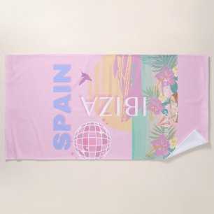 Serviette De Plage Ibiza, Espagne, Art Voyage, Art Preppy, Rose
