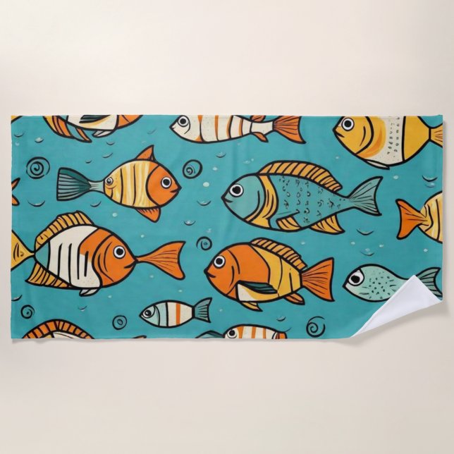 Serviette De Plage Idées cadeaux de motif de poisson (Devant)