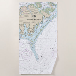 Serviette De Plage Île de Portsmouth à Beaufort Graphique nautique 11