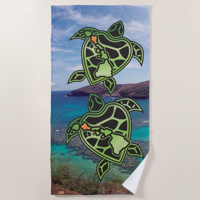 Serviette De Plage Îles de tortue de Hawaiii (Devant)