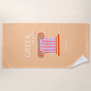 Serviette De Plage Îles grecques, Grèce, Art Voyage, Orange