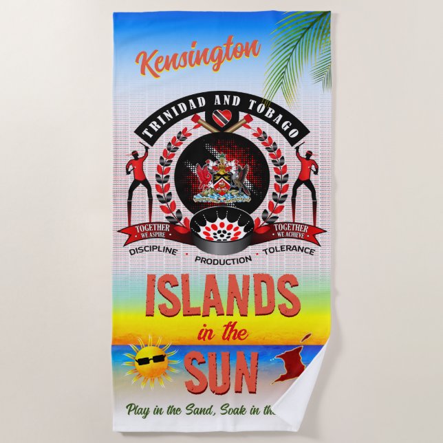 Serviette De Plage Îles sous le soleil Trinbago Souvenir (Devant)