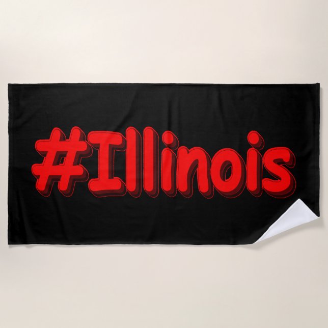 Serviette De Plage "#Illinois" Joli Design. Commandez dès maintenant  (Devant)