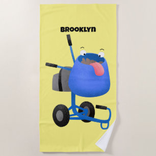 Serviette De Plage Illustration amusante du mélangeur de ciment bleu