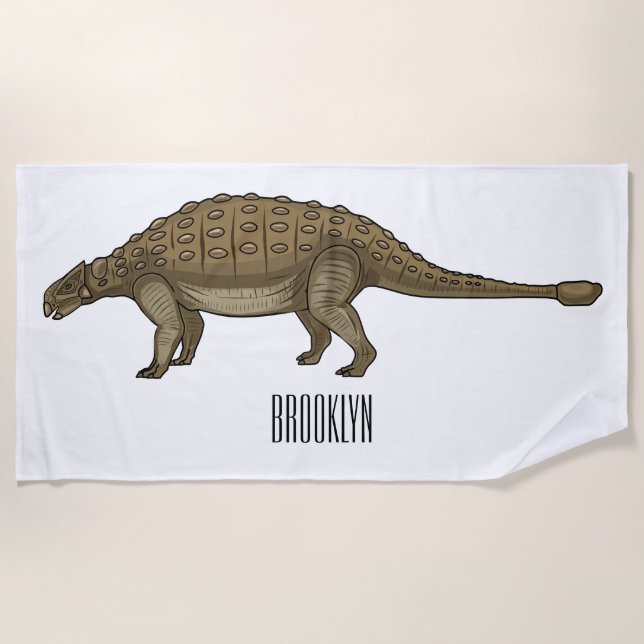 Serviette De Plage Illustration d'Ankylosaurus (Devant)