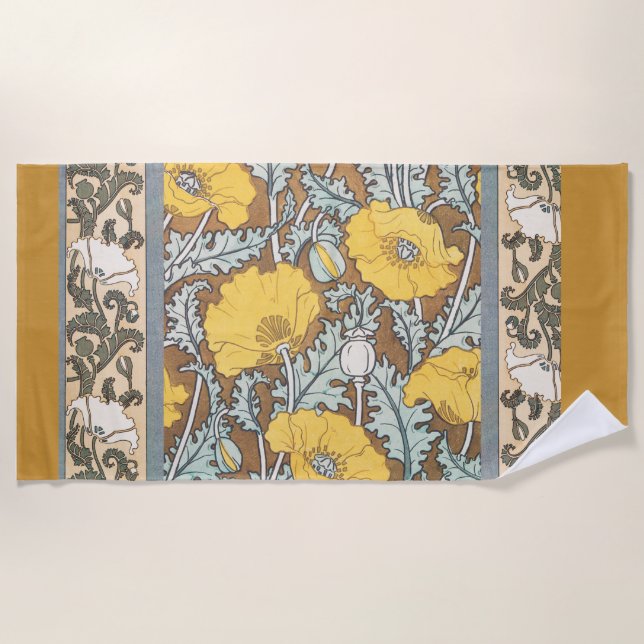 Serviette De Plage illustration d'art pavot fleur jaune (Devant)