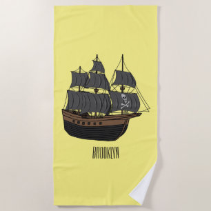 Serviette De Plage Illustration de bateau pirate