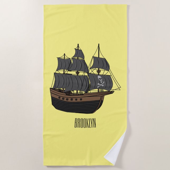 Serviette De Plage Illustration de bateau pirate (Devant)