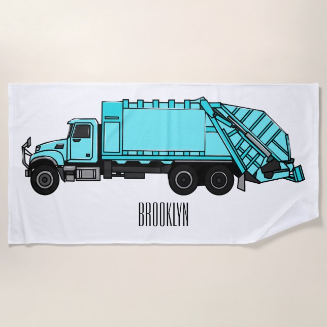 Serviette De Plage Illustration de camion à ordures (Devant)