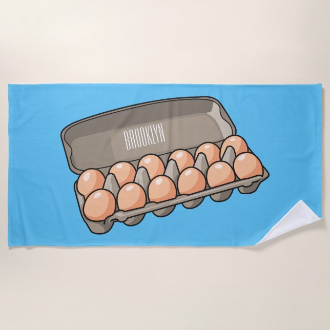 Serviette De Plage Illustration de carton d'oeufs (Devant)