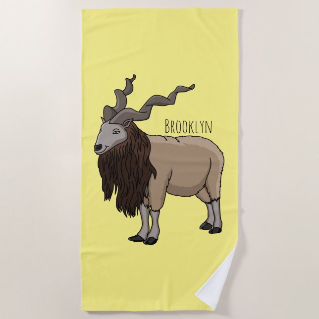 Serviette De Plage Illustration de chèvre de Markhor (Devant)
