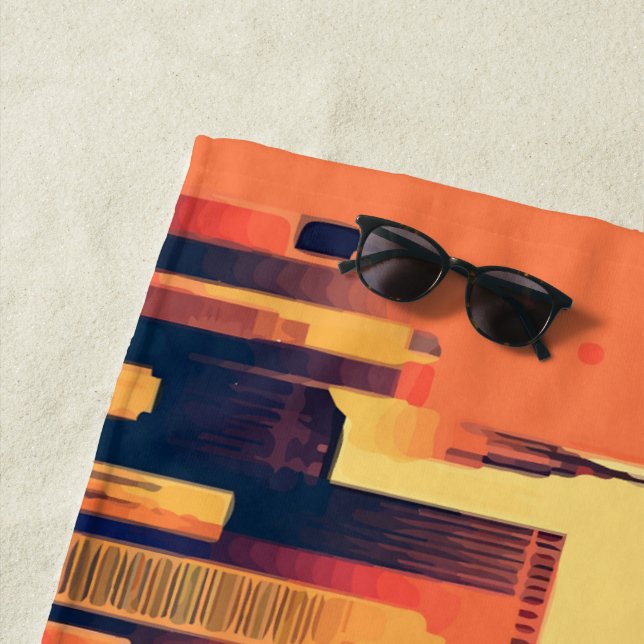 Serviette De Plage Illustration de Chicago Skyline en Orange (En situation)