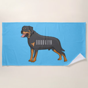 Serviette De Plage Illustration de chien Rottweiler
