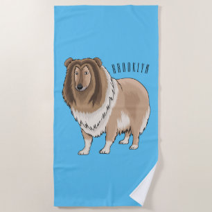 Serviette De Plage Illustration de chien Rough collie
