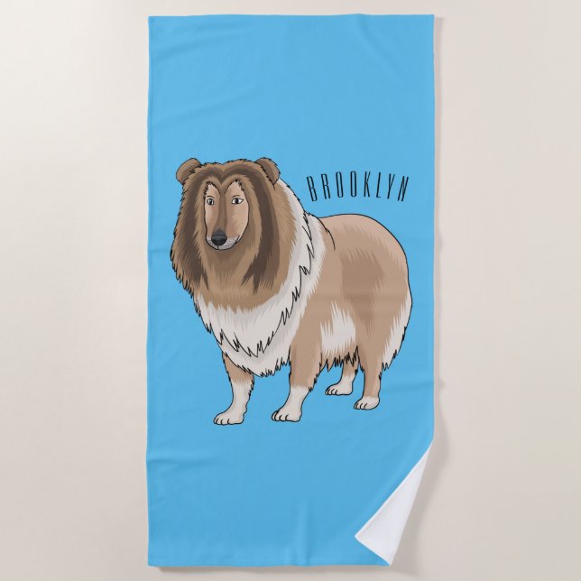 Serviette De Plage Illustration de chien Rough collie (Devant)