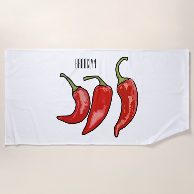 Serviette De Plage Illustration de chili (Devant)