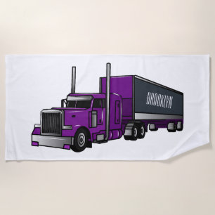 Serviette De Plage Illustration de dessin animé de camion semi-remorq