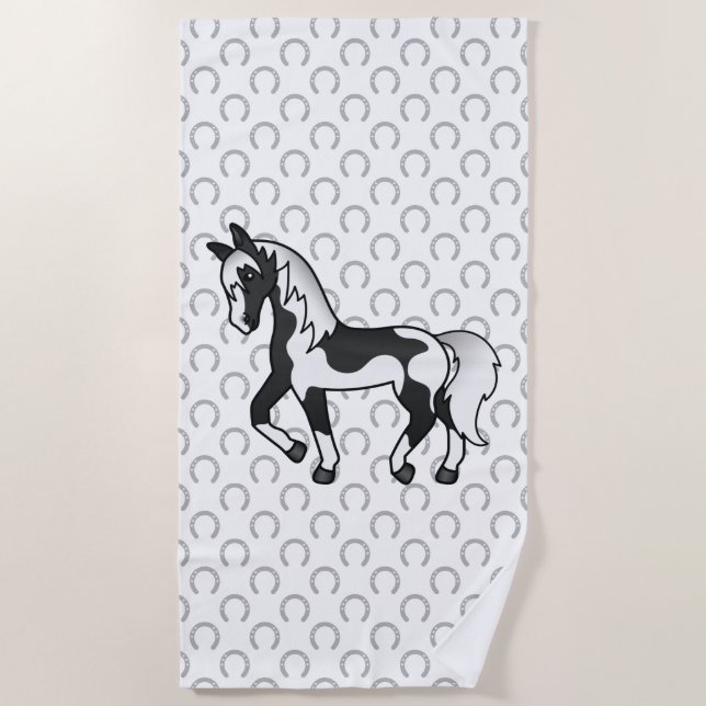 Serviette De Plage Illustration de dessin animé de cheval trotteur Pi (Devant)