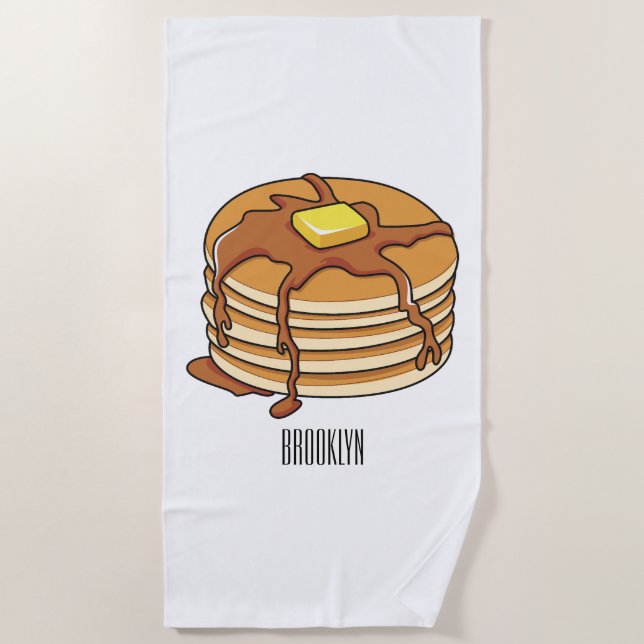 Serviette De Plage Illustration de dessin animé de Pancake (Devant)