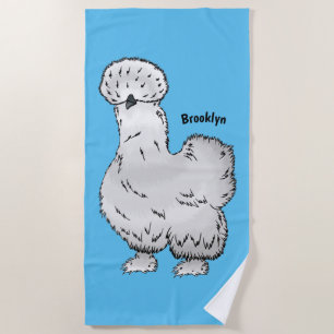 Serviette De Plage Illustration de dessin animé de poule soyeuse