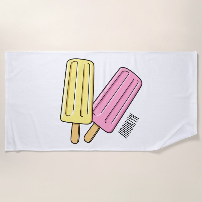 Serviette De Plage Illustration de dessin animé de sucette glacée  (Devant)