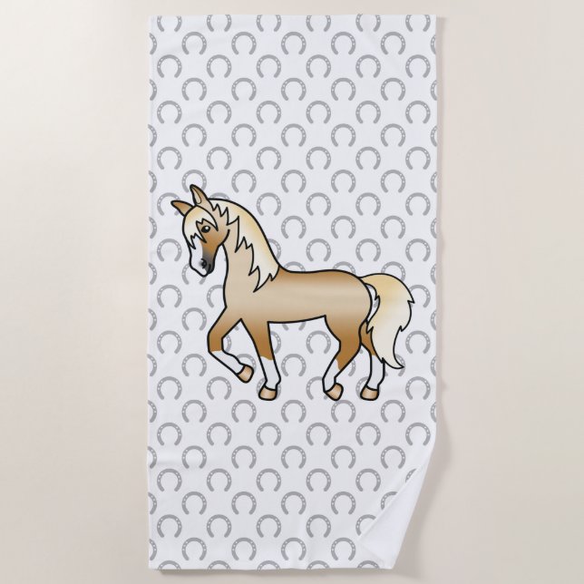 Serviette De Plage Illustration de dessin animé mignon de cheval trot (Devant)